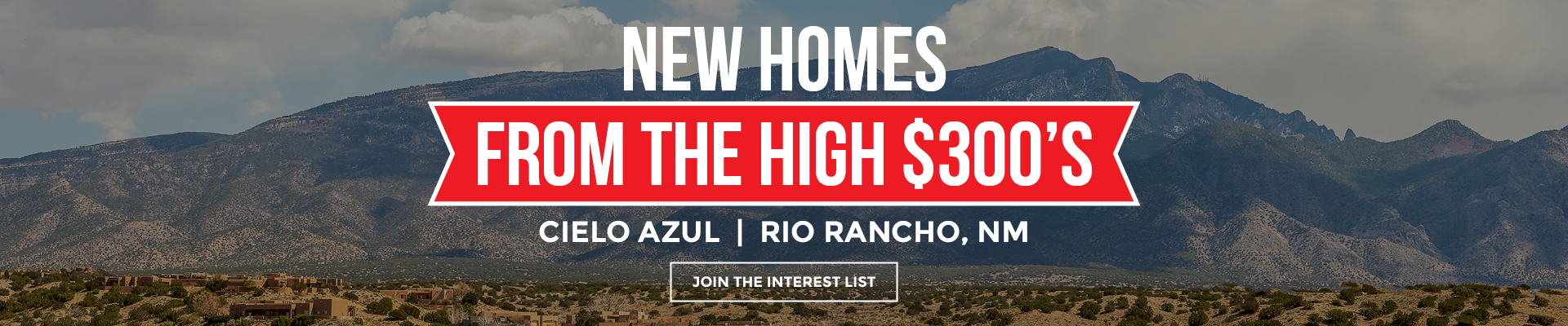 Image of a marketing banner for The Maez Group and new homes for sale in Rio Rancho NM